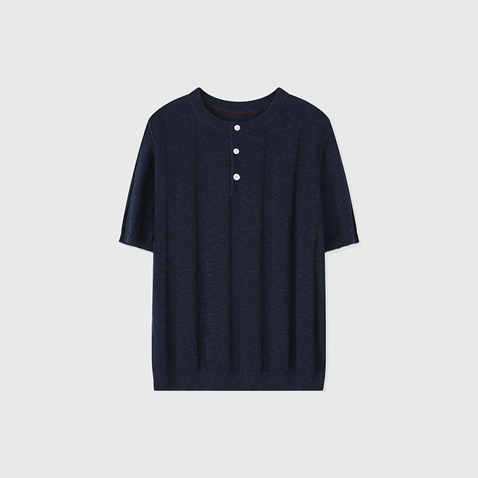 brunello cucinelli rib jacquard henley knit t-shirt